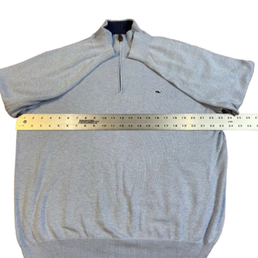 Vineyard Vines Light Blue Quarter Zip Quiet Luxury Preppy Men's Sweater (Size L) - Picture 7 of 13